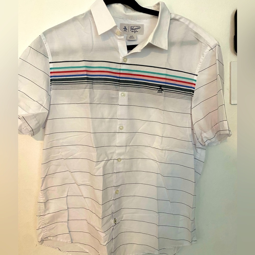 Original Penguin shirt sleeve shirt, multicolor stripped in L.